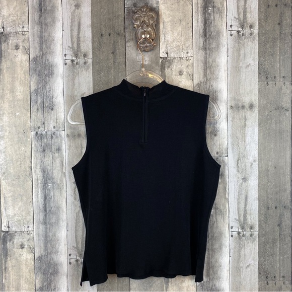 Ming Wang High-Neck Knit Tank in Black Size Medium. - Picture 3 of 13